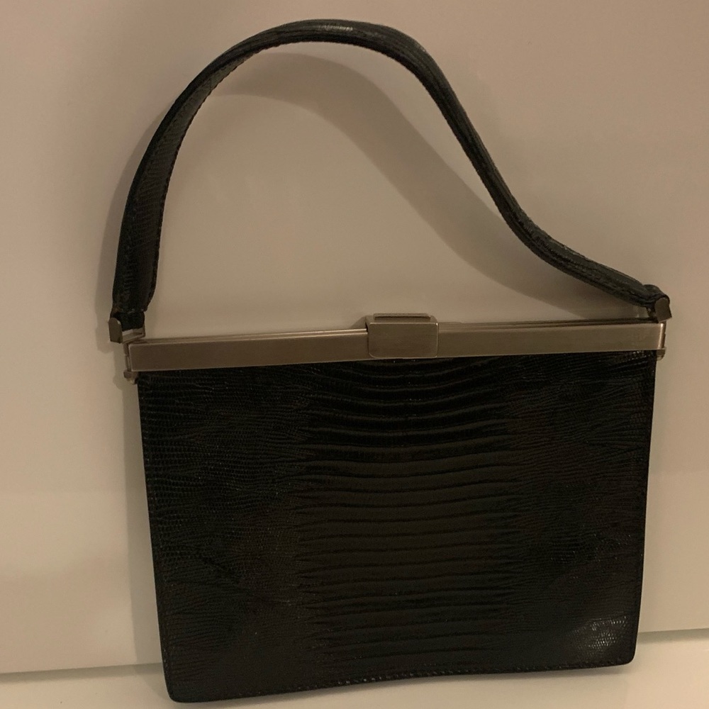 Black Lizard Giorgio Armani Mini Handle Bag